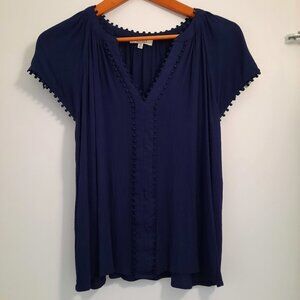 Angels Boho Navy Top, Size M